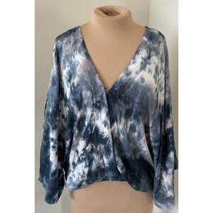 Young Fabulous & Broke tie-dye blouse, deep V-neckline, Size Large